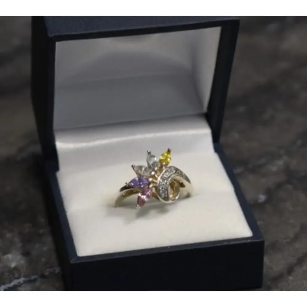 925 Sterling Silver Multicolor CZ Ring Size 9